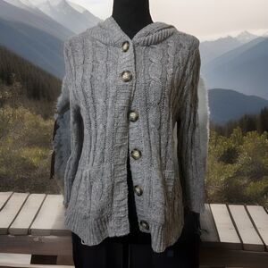 Cute Between Me & You Cotton Blend Pockets ‎ Cardigan Sweater Hoodie L Retro